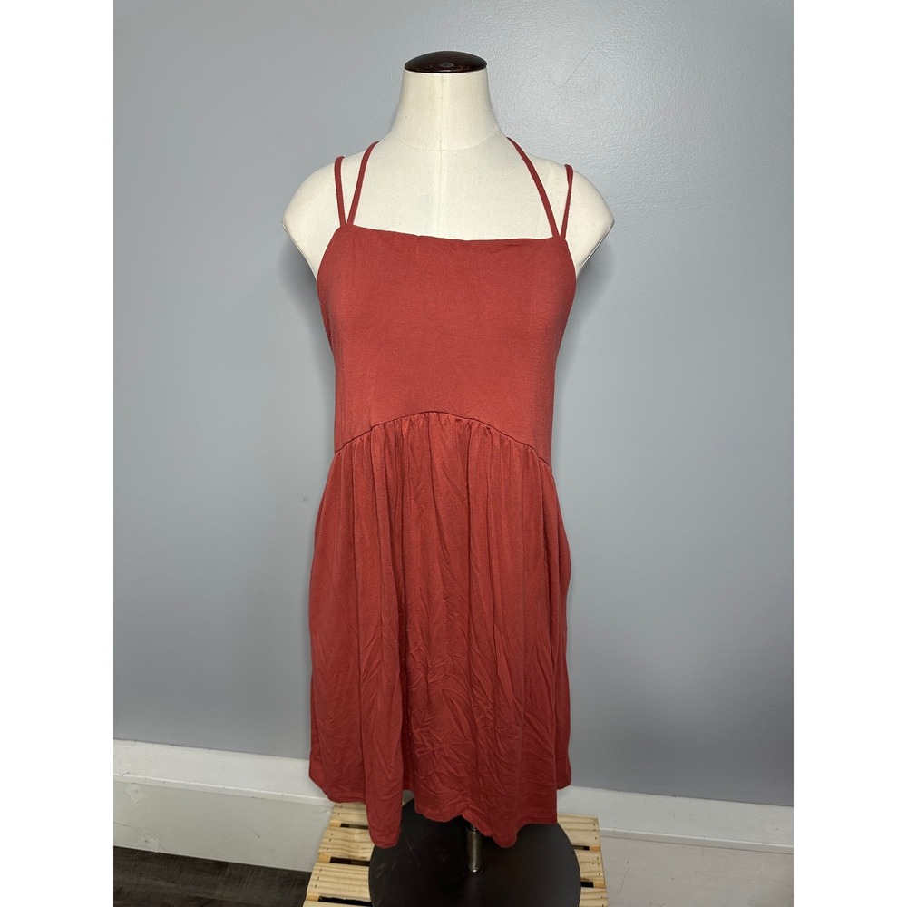Old Navy Womens XL Rust Orange Cross Back Empire Waist Mini Dress with Pockets